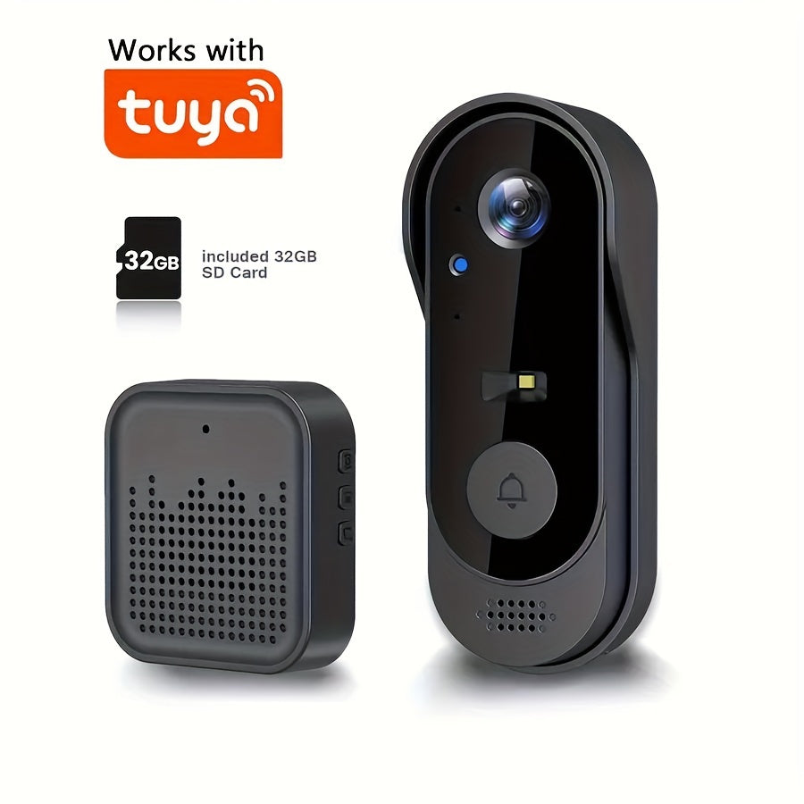 Wireless Video Doorbell with Night Vision 2-Way Audio Rechargeable Battery Indoor Outdoor