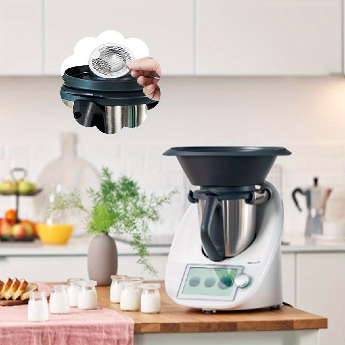 Set of 2 Stainless Steel Kitchen Strainer Sets for Food Processors Compatible with Thermomix TM5 TM6 TM31