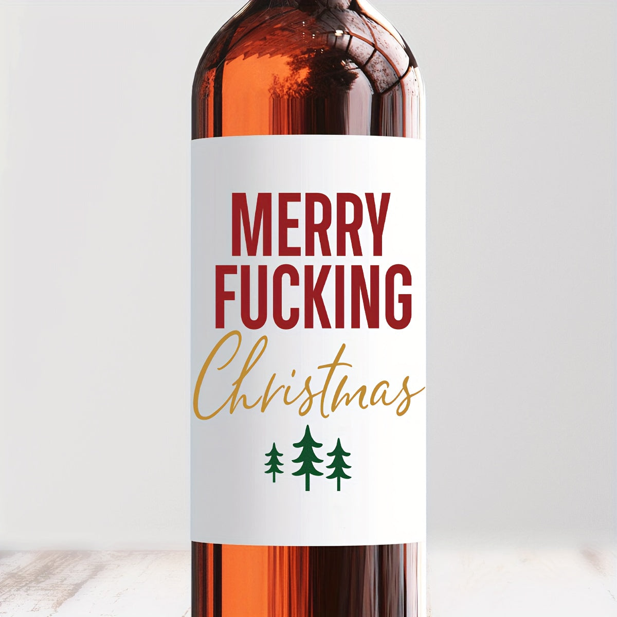 Funny Christmas Wine Labels Set for Secret Santa and Holiday Parties
