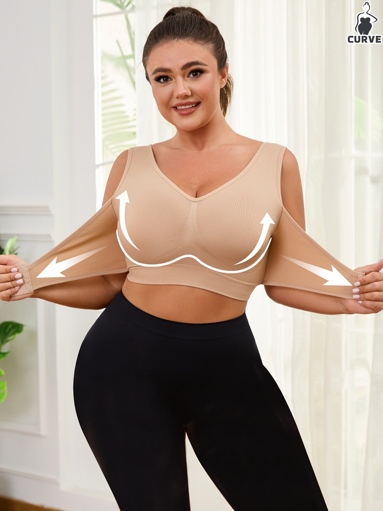 Women Plus Size Seamless Wireless Sports Bra for Yoga Running Workout