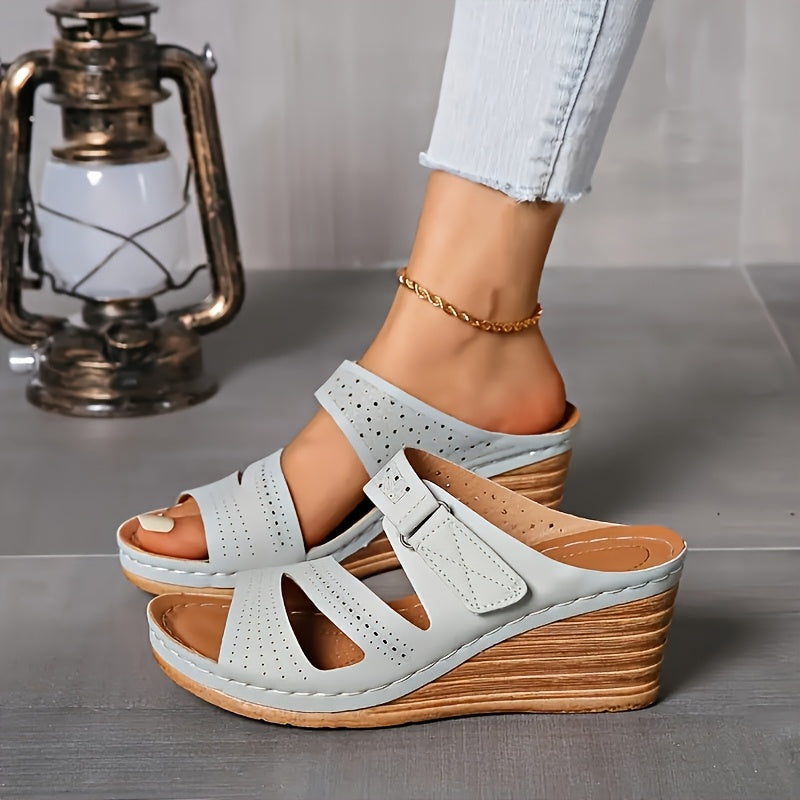 Women's Summer Wedge Sandals Platform Open Toe Ankle Strap Casual