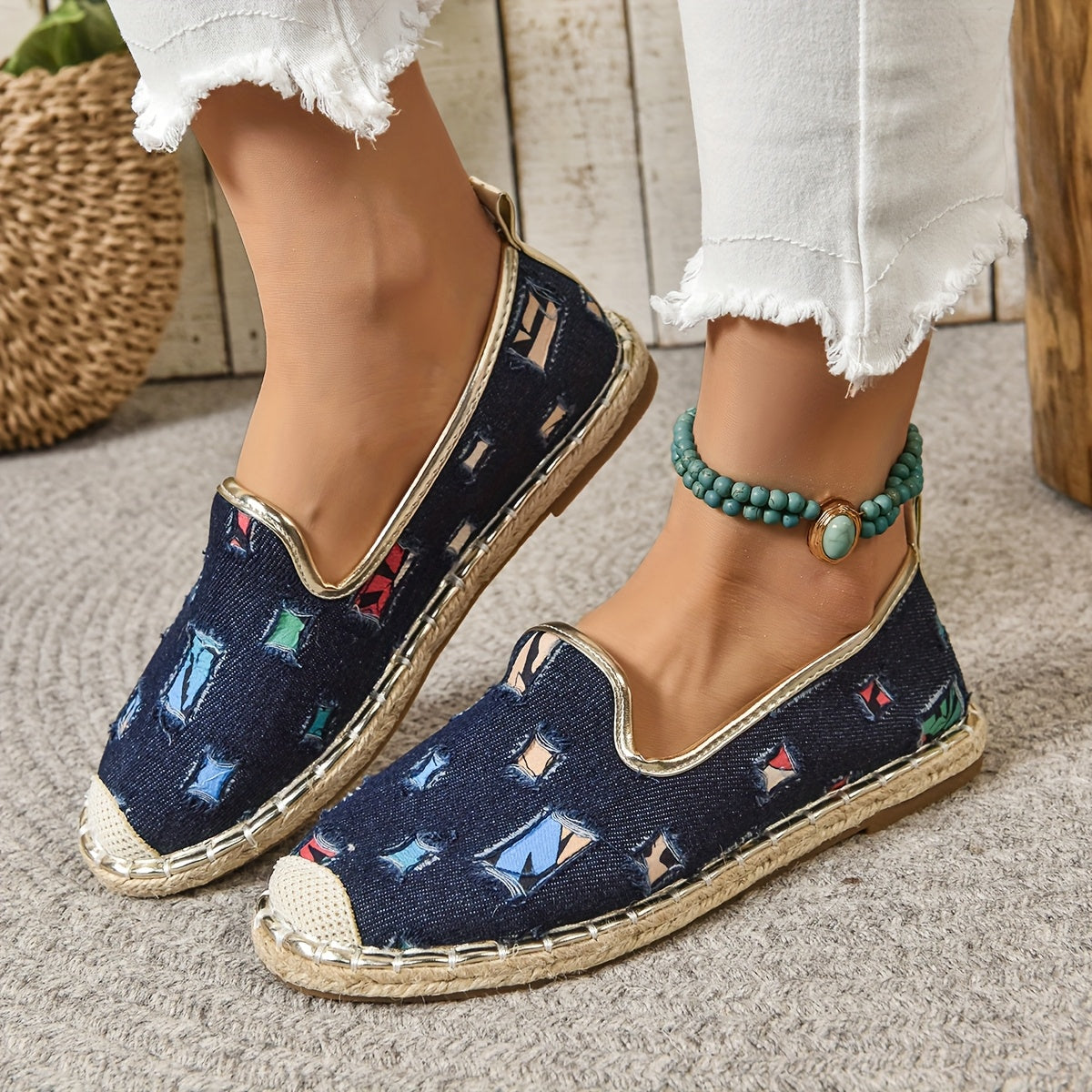 Women's Casual Woven Rope Sneakers Flat Trendy Flat Shoes