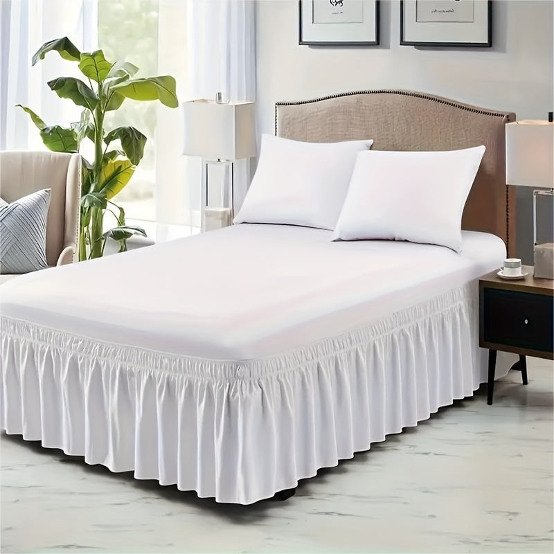 Black Ruffled Lace Bed Skirt Elastic Cover for Bedroom and Guest Room