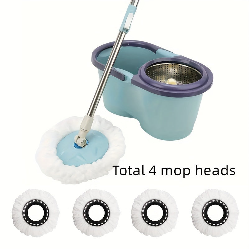 Spin Mop and Bucket Set with Microfiber Pads, 360° Swivel Head, Adjustable Handle for Household Cleaning