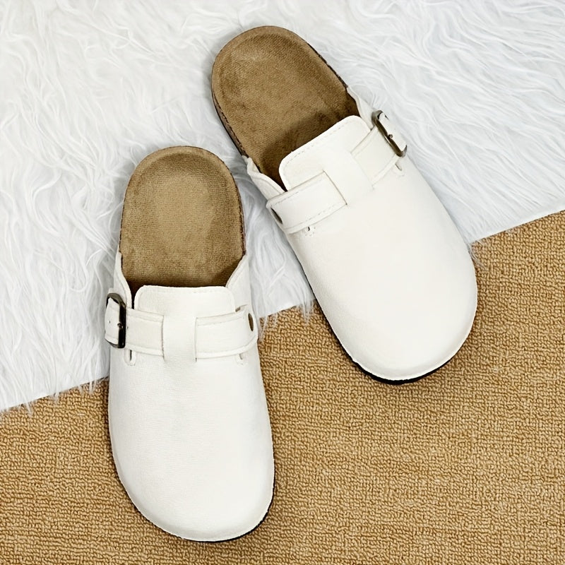 Unisex Cork Grain Slip-On Flat Sandals Breathable Casual Shoes