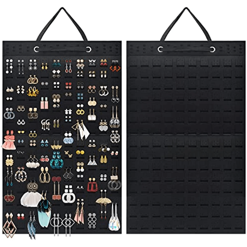 Large Capacity Hanging Earring Organizer for Women and Girls Holds 300 Pairs Black