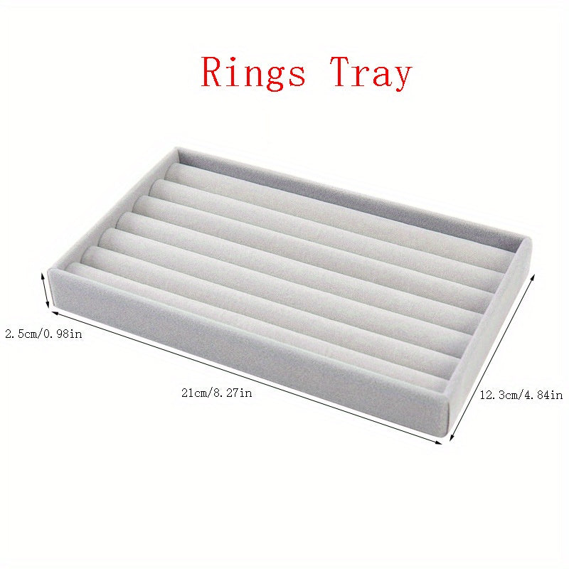 Soporte de exhibición y caja de almacenamiento apilable para joyas de terciopelo, para pendientes, anillos y collares