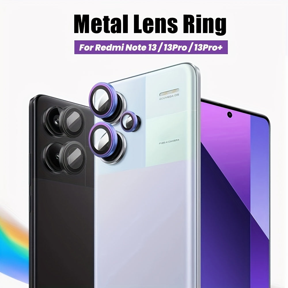 3D Metal Camera Lens Protector for Redmi Note 13 Series with Tempered Glass Cap