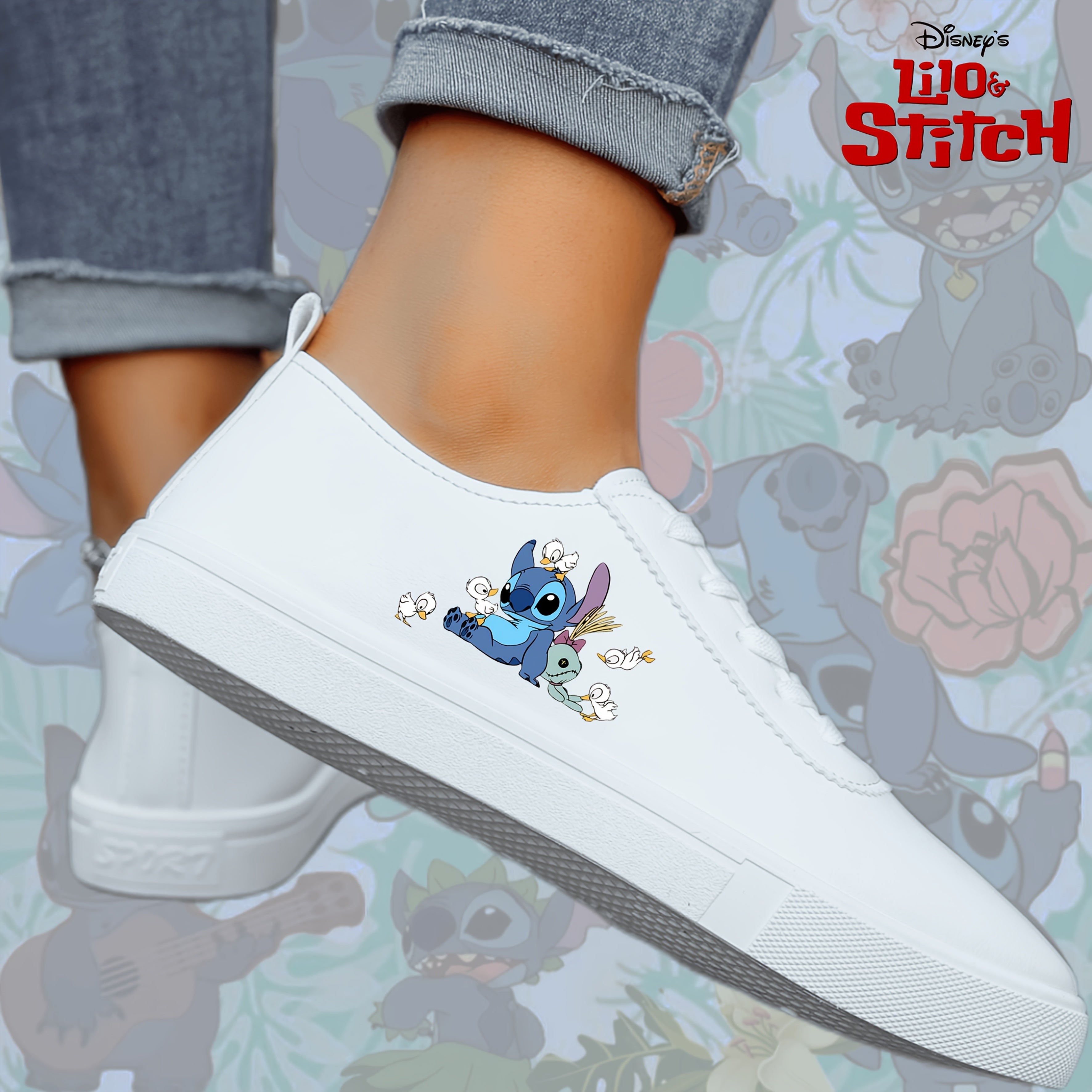 Women'S White Stitch-Themed Casual Slip-On Sneakers