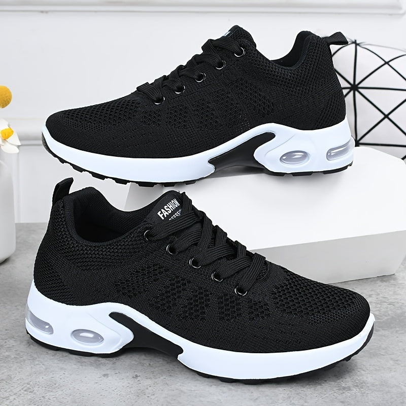 Women's Breathable Color-Blocked Knit Running Shoes for Casual Fitness