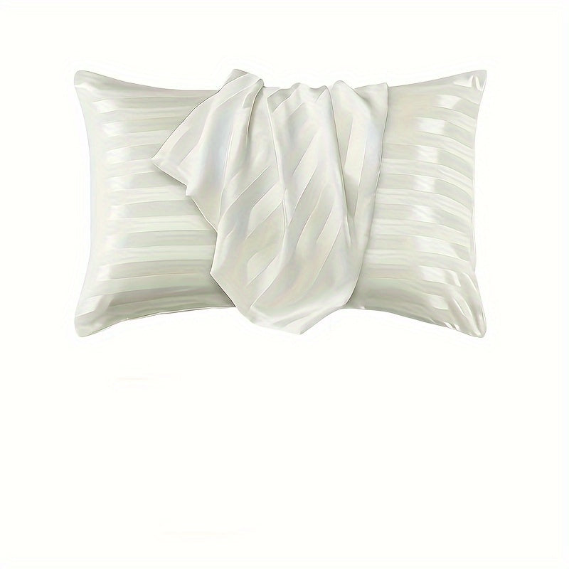 Striped Satin Pillowcase with Envelope Closure Hypoallergenic 180-200 gsm Woven Fabric