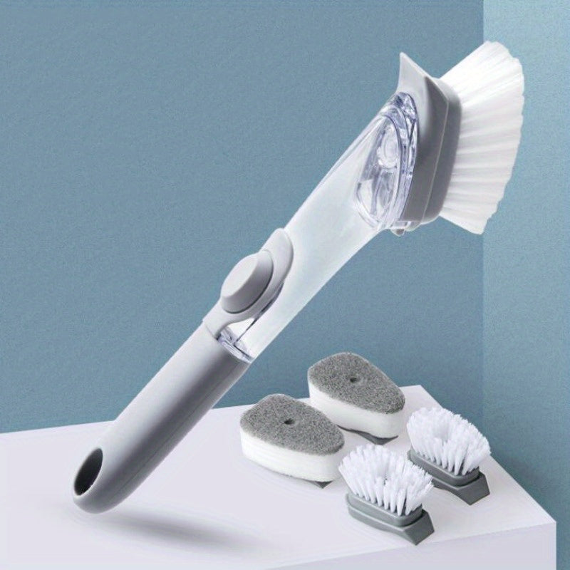 Easy Refill Dishwashing Brush with Extendable Handle Gray Kitchen Cleaning Tool
