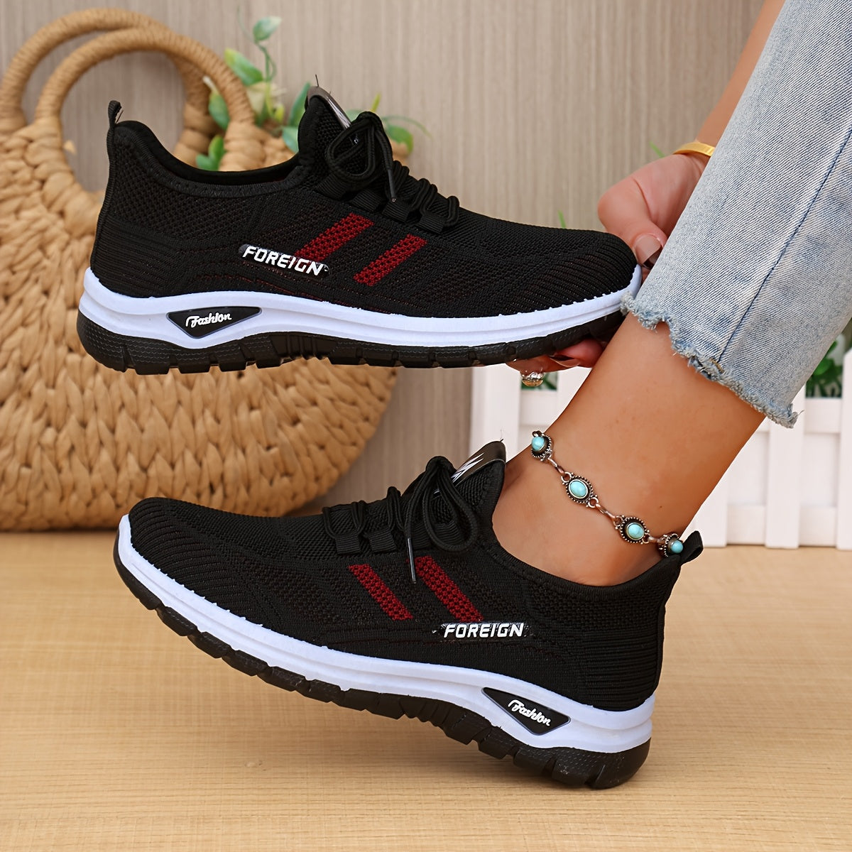 Women’s Casual Running Shoes White Pink Breathable Non-Slip