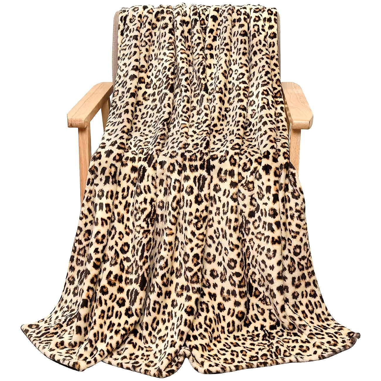 Cheetah Print Plush Fleece Blanket for Sofa Bed Couch Double Side Cozy Throw