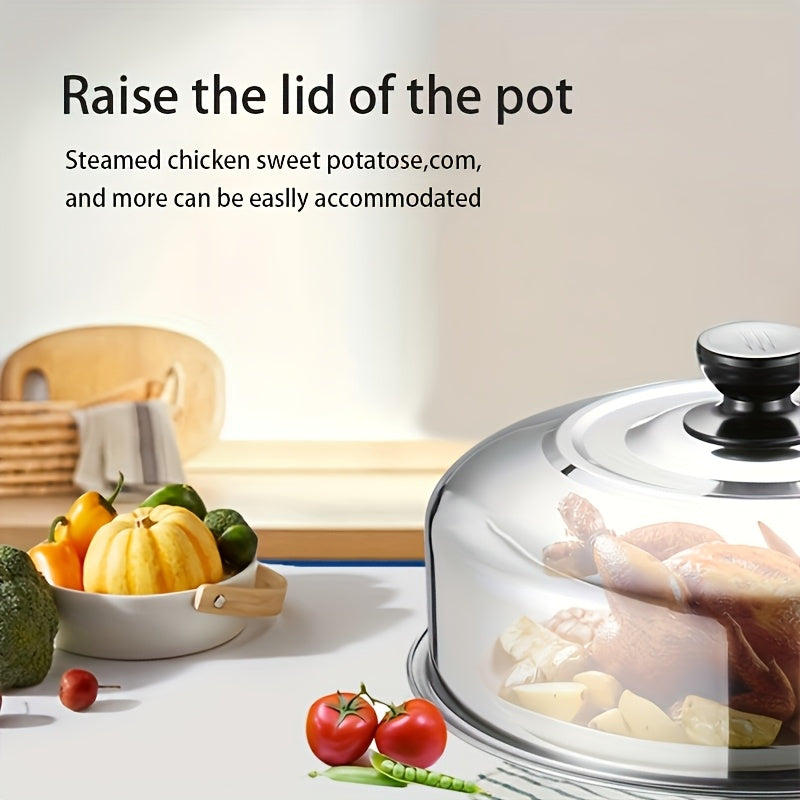 Olla de vapor de doble capa de acero inoxidable de 26cm con tapa para cocinar y cocinar al vapor