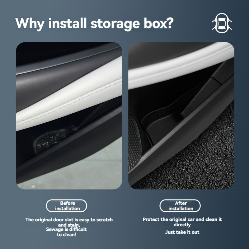 Juego de bandejas organizadoras para puertas de coche TPE negro compatible con sedán trasero y delantero 2024 2025