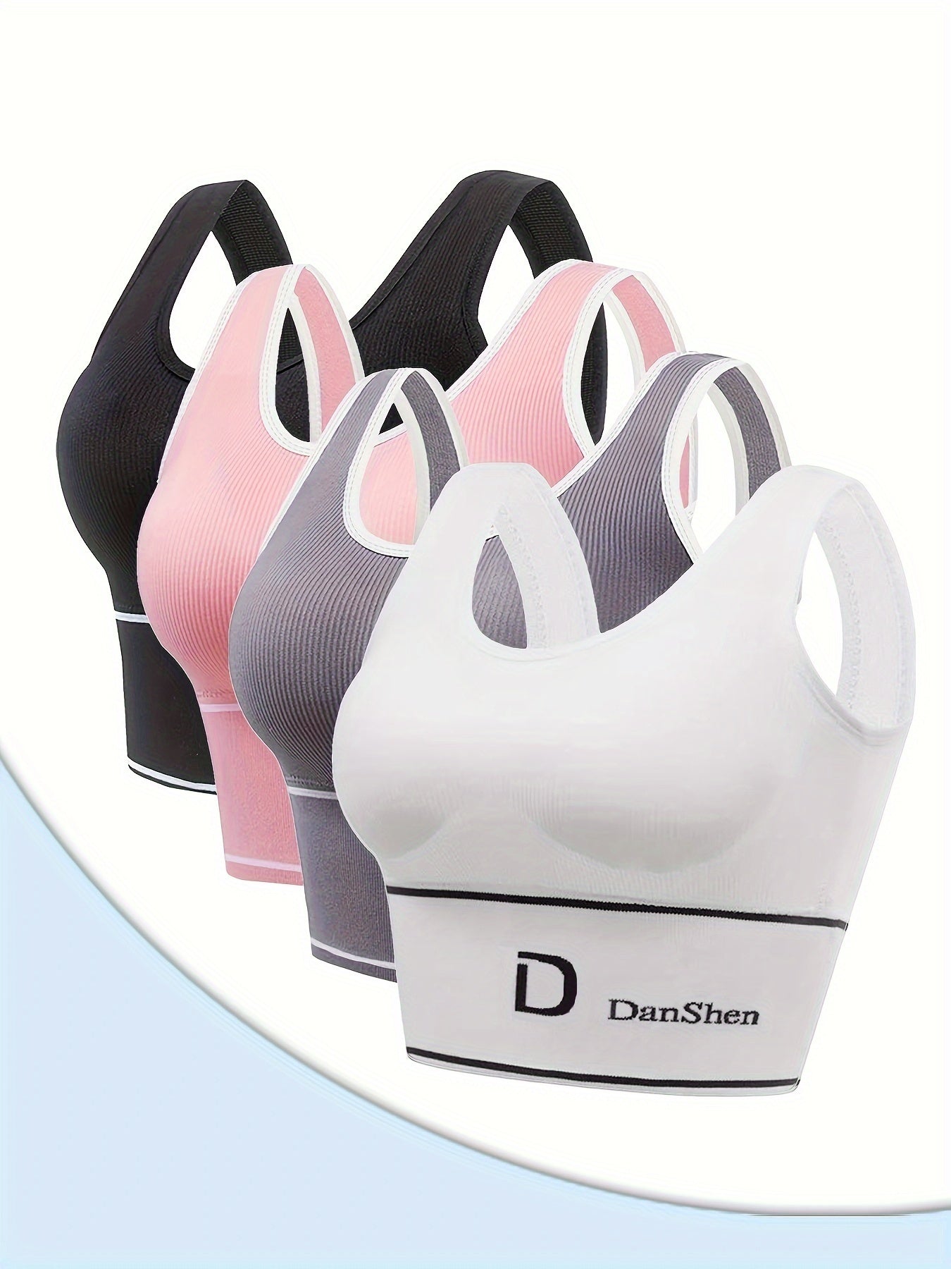 Women's Sports Bra 4-Piece Set Wire-Free Full Coverage High Elasticity for Yoga Running