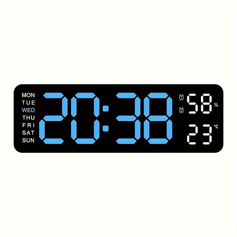 LED Digital Clock with Temperature and Humidity Display Wall or Table Decor Silent Multi-Functional