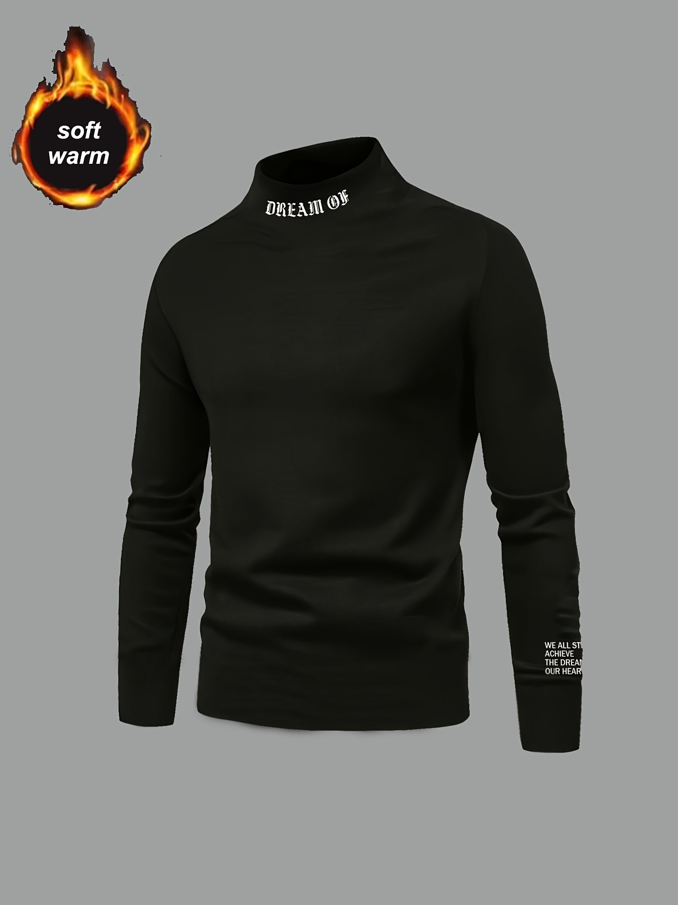 Youth Long Sleeve Thermal Shirt with "Dream Big" Print Red High Neck Stretch Knit Fall Winter