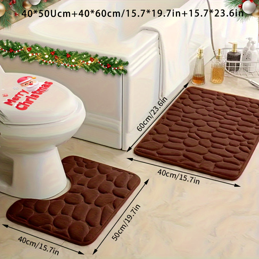 Memory Foam Bathroom Rug Set with Non-Slip Backing and Absorbent Mat for Shower Bathtub and Laundry Room