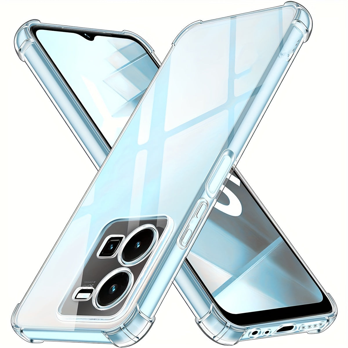 Funda de teléfono a prueba de golpes y clara para VIVO con airbags en las cuatro esquinas, cubierta de TPU transparente