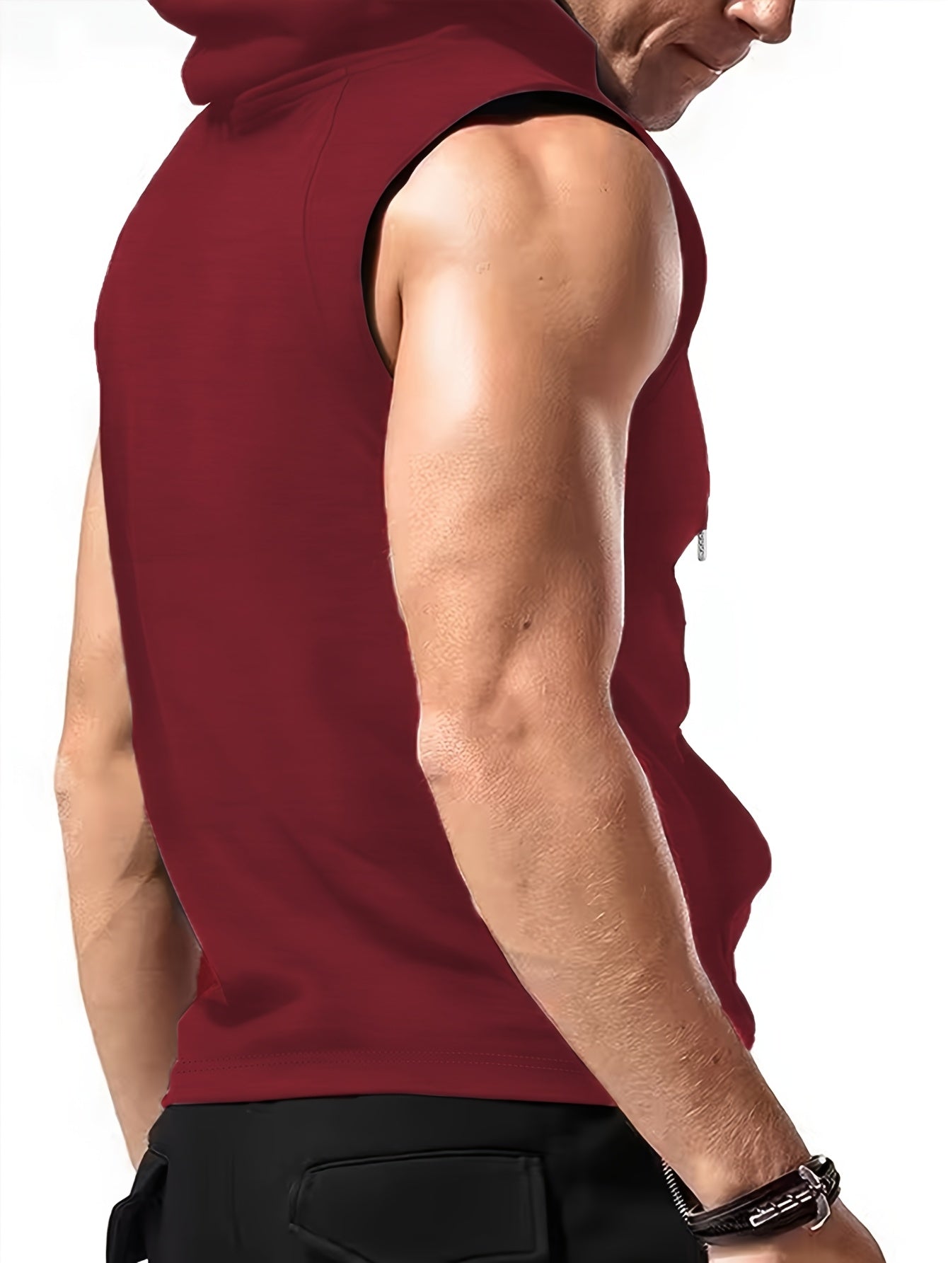 Men's Polyester Print Hooded Sports Vest for Summer