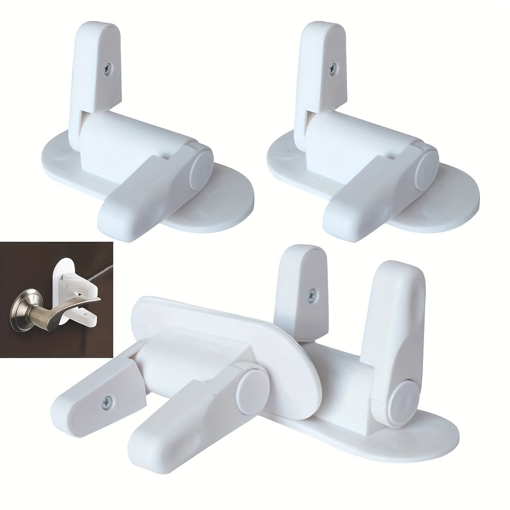 White Plastic Door Lock with Strong Adhesive and One-Handed Operation