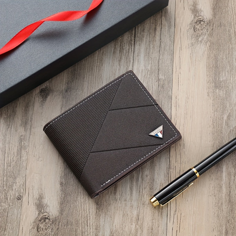 Men's Faux Leather Wallet Business Card Holder Black Large Capacity Portable Gift