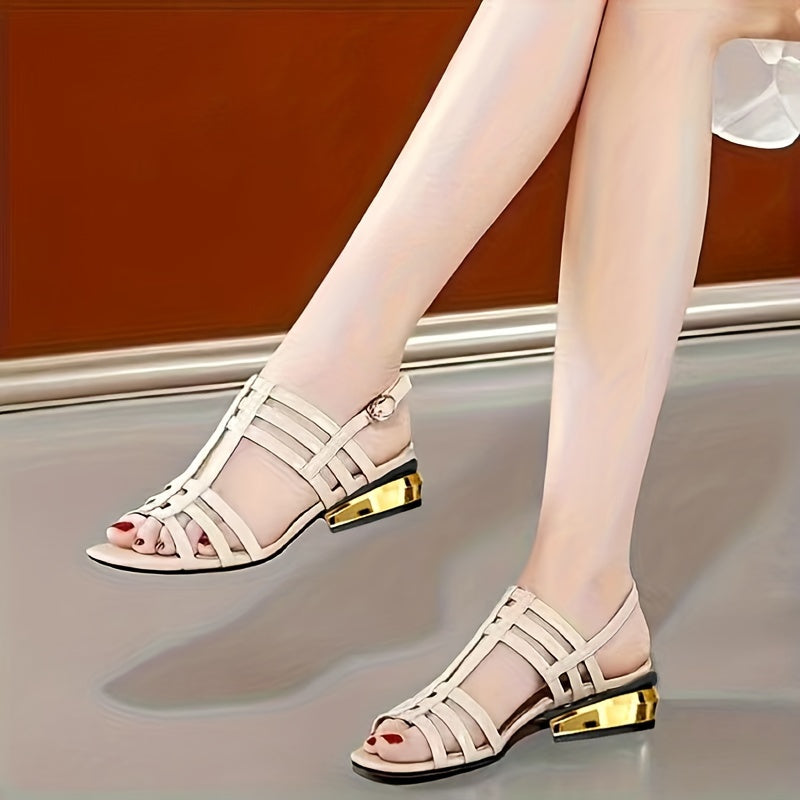 Women's Black Mesh Peep-Toe Sandals with Chunky Heel and Floral Embroidery