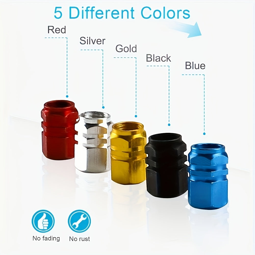 Tapones de válvula de aleación de aluminio para coche y bicicleta, duraderos, en 5 colores