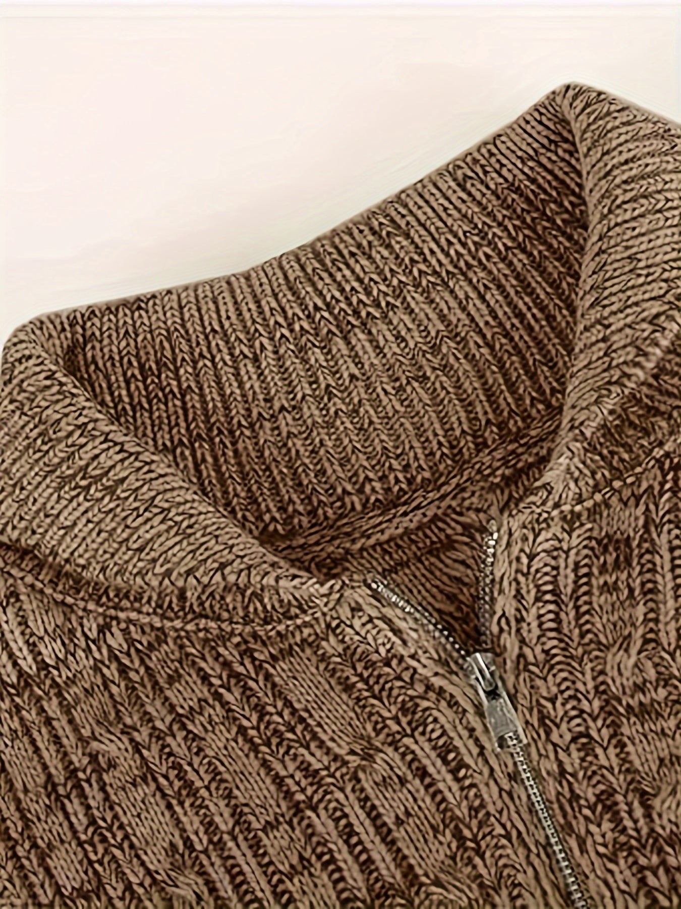 Men's Plus Size Zip-Up Cardigan with Thick Knit Stand Collar Fall Winter Acrylic