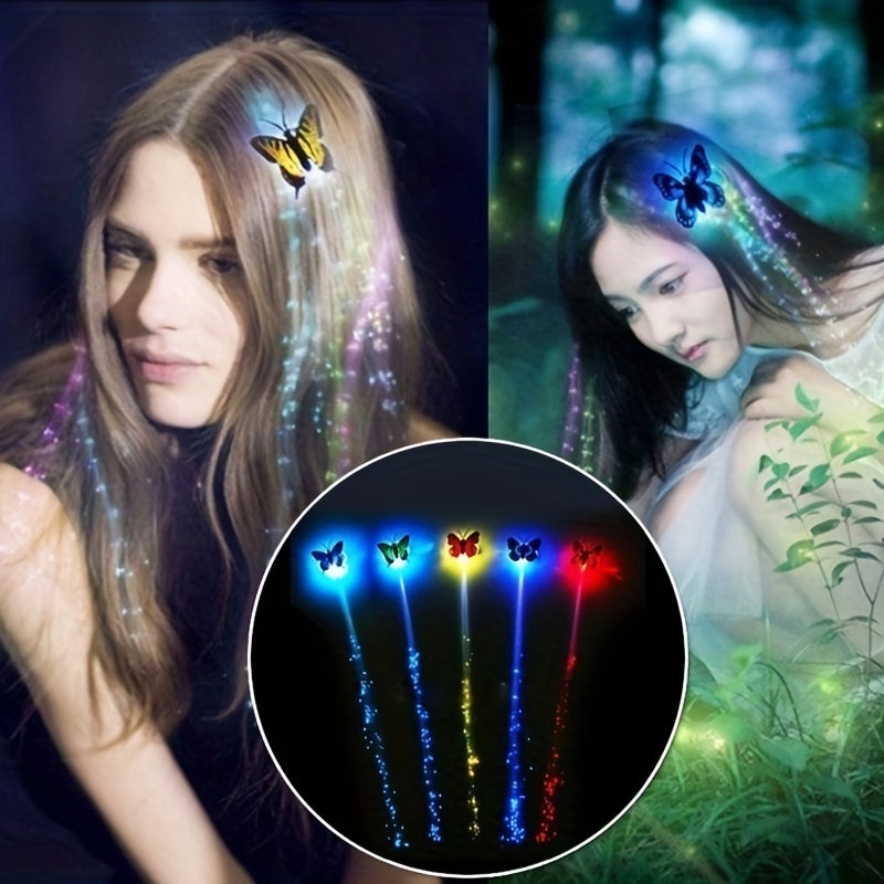 LED Hair Clips Butterfly Light Braids Multicolor Glowing Hair Accessories for Festivals Parties
