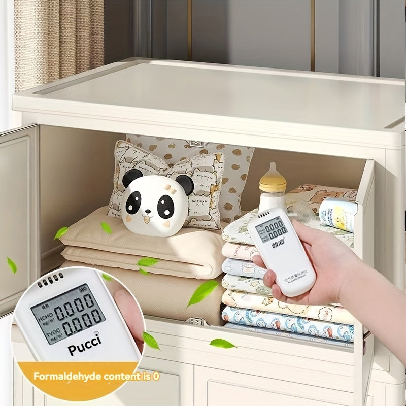 Large Foldable Plastic Storage Organizer with Doors Stackable Multi-Tier for Shoes Clothes Toys