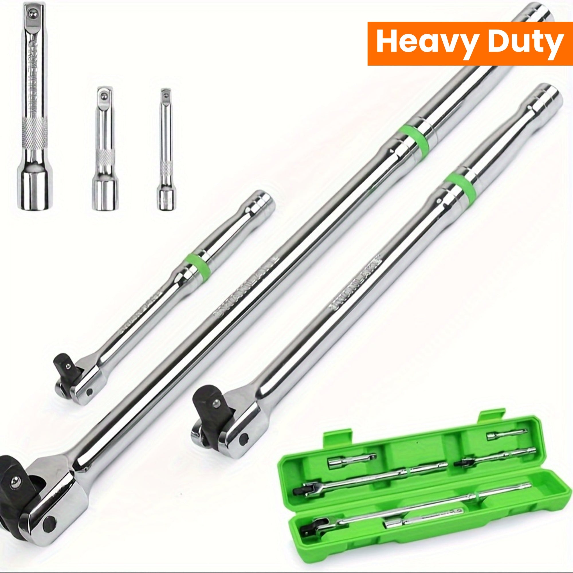 6-Piece Heavy Duty Breaker Bar Set 1/4, 3/8, 1/2 Inch Drive Steel