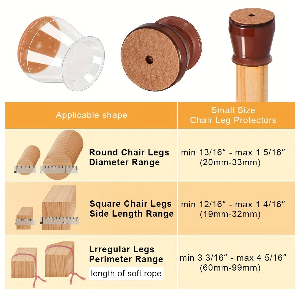 36 Silicone Chair Leg Floor Protectors with Felt Pads for Noise Reduction and Floor Protection