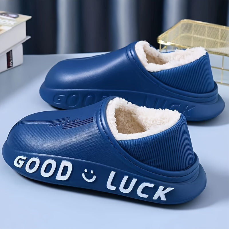Women's Waterproof Plush Lined Slip-On Winter Slippers Indoor Outdoor