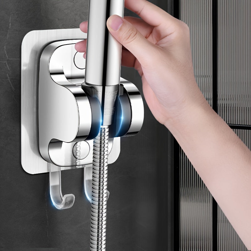 Juego de soporte para cabezal de ducha con acabado en cromo, base ajustable, flexible, con rociador de mano