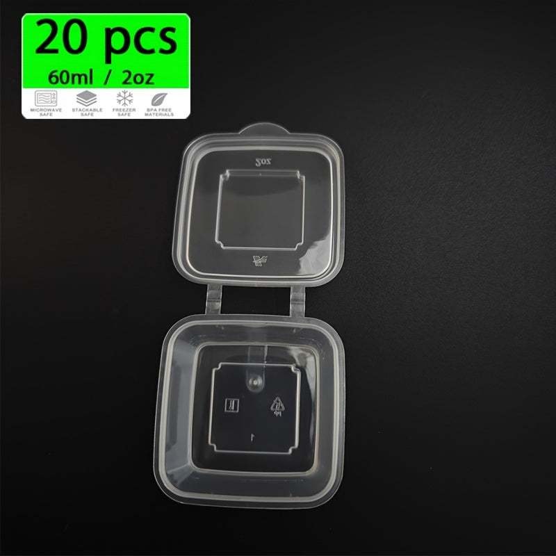 20 Pieces of 2-Ounce Disposable Plastic Cups with Lids Leakproof BPA-Free for Salads and Dressings