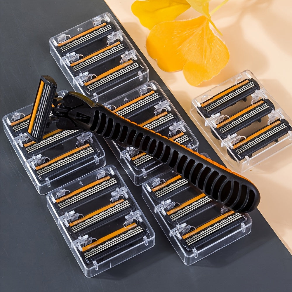 Men Stainless Steel Safety Razor Kit with Blades and Plastic Handle