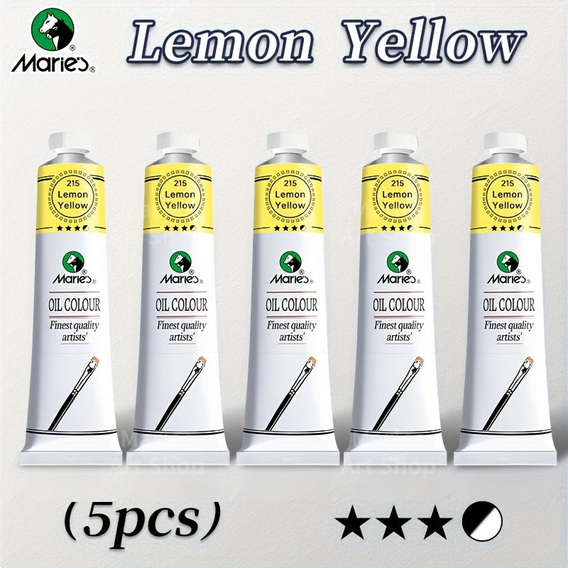 Oil Paint Set 5 Pieces 1.7 Fl Oz Vibrant Colors Professional Quality