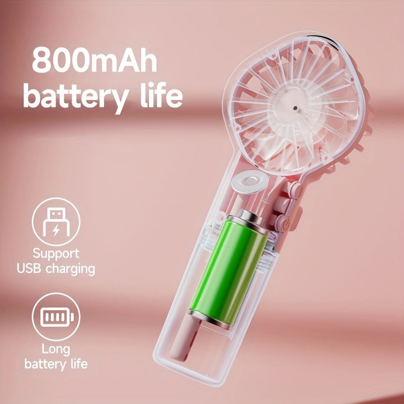 Portable Handheld Misting Fan with Rechargeable Battery and Rapid Cooling