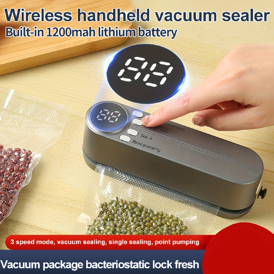 Compact USB rechargeable vacuum sealer for kitchen and picnics