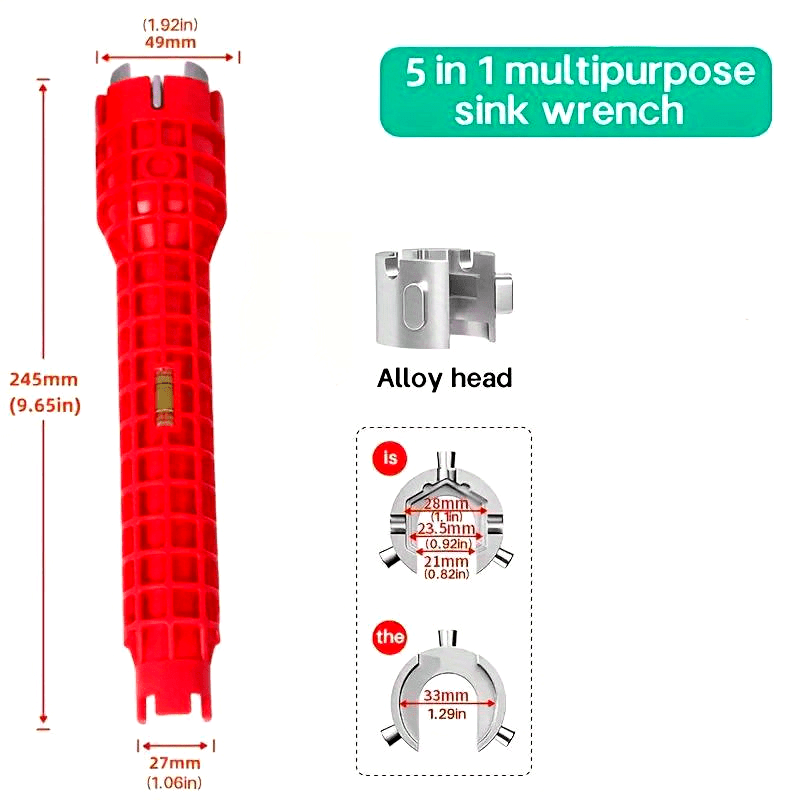 Llave universal para fregadero y grifo para uso en hogar, hotel y restaurante