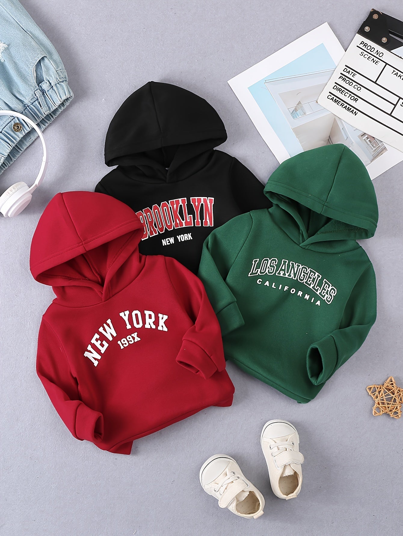 Boys Hooded Sweatshirts with City Prints Polyester Blend Fall Winter Casual Wear