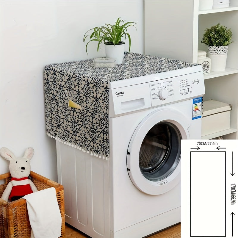 Gray Polyester Geometric Appliance Cover for Refrigerator and Washing Machine Dustproof