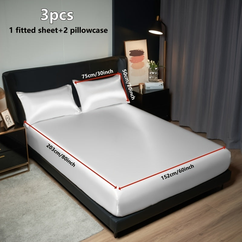 Набор простыней из сатина для кровати: двухспальная, полуторная, двуспальная, королевская, кинг — мягкая, комфортная, приятная для кожи и волос