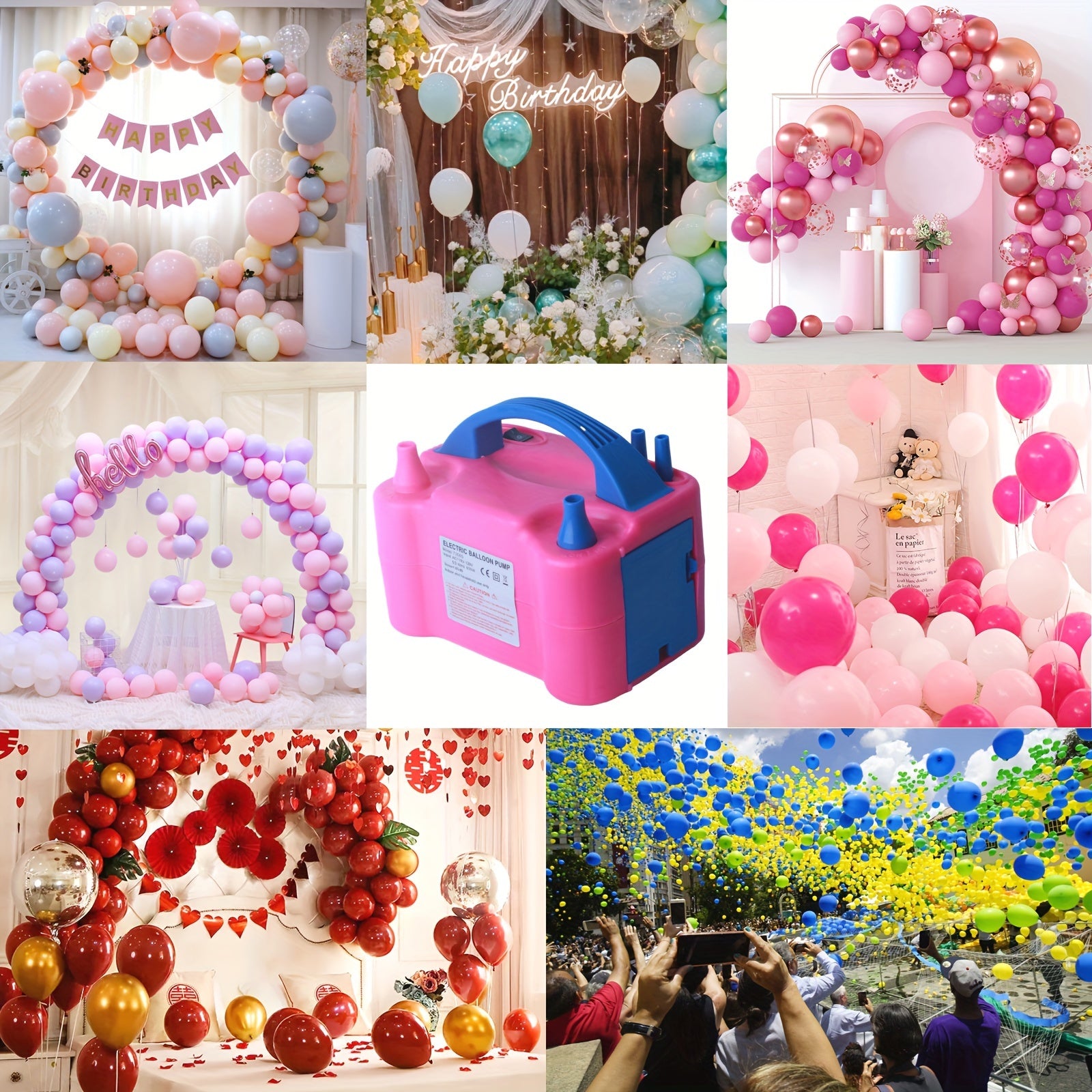 Electric Inflatable Air Pump for Holiday Balloons Wedding Decorations 220V Plug