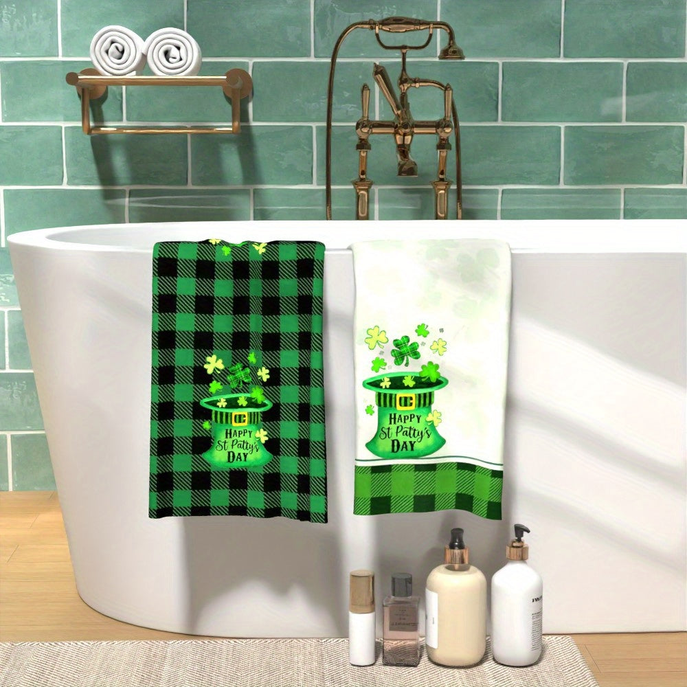 Ikki dona St. Patrick's Day choy sochiq, 45x66cm, so'radigan, tez quriydigan, shamrock bilan