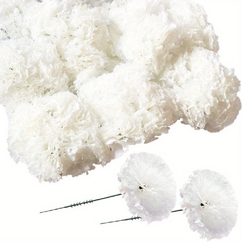 50 Pieces Silk Carnation Flowers for Wedding Decorations DIY Craft