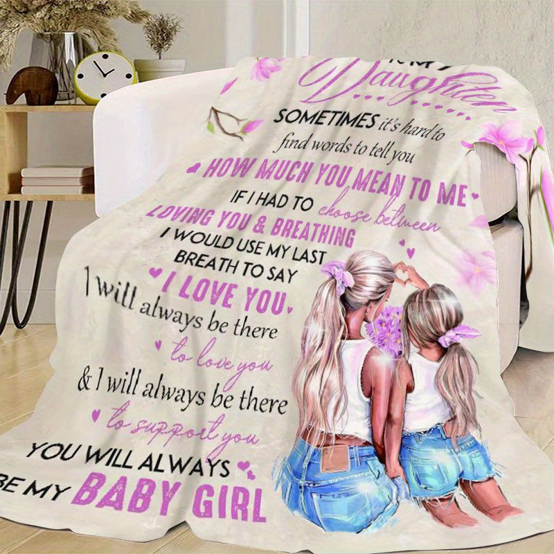 Flannel Blanket for Girls with Printed Design Cozy Throw for Couch Bed Travel